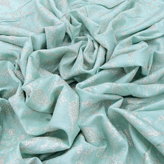Light Sea Green Floral Slub Silk Zari Embroidery