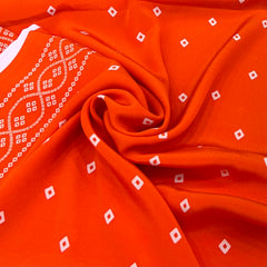 Orange Bandhani Crepe Printed