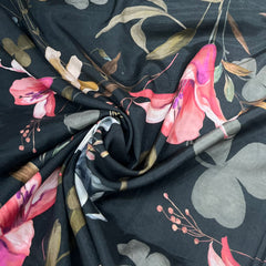 Black Lily Floral Muslin Print