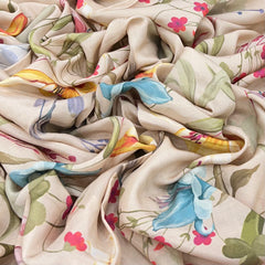 Beige Lily Floral Muslin Print