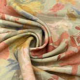 Pastel Green Abstract Floral Organza Print