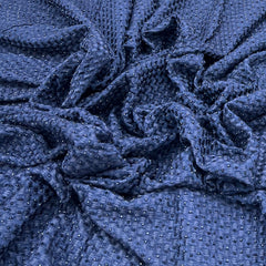 Navy Blue Geometric Cut Dana Slub Silk Embroidery