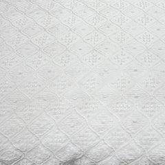 White Geometric Lucknowi Cut Dana Slub Silk Embroidery
