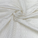 White Lucknowi Slub Slik Embroidery