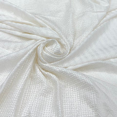 White Lucknowi Parallel Slub Slik Embroidery