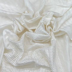 White Lucknowi Parallel Slub Slik Embroidery