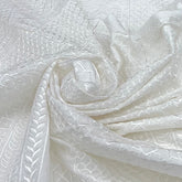 White Geometric Slub Slik Embroidery