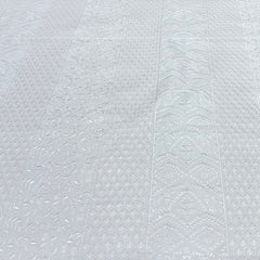 White Slub Slik Floral Thread Embroidery