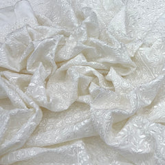 White Slub Slik Floral Thread Embroidery