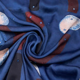 Blue Abstract Modal Satin Ajrak Print