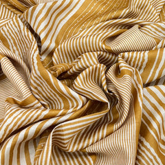 Mustard Yellow Stripe Pure Tussar Print
