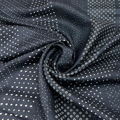 Black Sashiko Stripe Pure Tussar Print