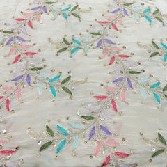 Light Gold Multicolour Jal Tissue Thread & Sequins Embroidery
