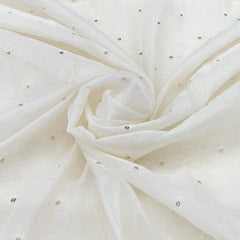 Off White Sequins Butti Mul Chanderi Embroidery