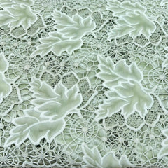 Pastel Green Net Floral Cut Work