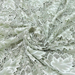 Pastel Green Net Floral Cut Work