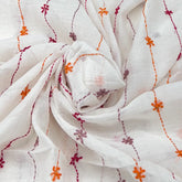 White Stripes Handwork Thread & Sequins Mul Chanderi Embroidery
