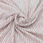 White Stripes Dotted Handwork Thread & Sequins Mul Chanderi Embroidery