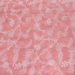 Peach Floral Jal Sequins Thread Chanderi Embroidery