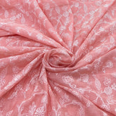 Peach Floral Jal Sequins Thread Chanderi Embroidery