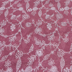 Pink Floral Jal Sequins Thread Chanderi Embroidery