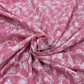 Pink Floral Jal Sequins Thread Chanderi Embroidery