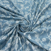 Blue Floral Jal Sequins Thread Chanderi Embroidery