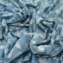Blue Floral Jal Sequins Thread Chanderi Embroidery