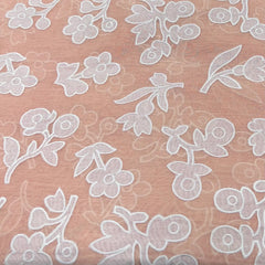 Peach Applique Floral Jal Chanderi Embroidery