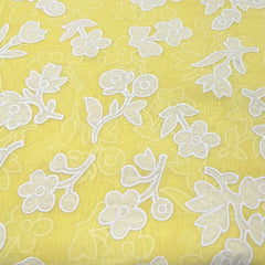 Yellow Applique Floral Jal Chanderi Embroidery