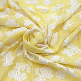 Yellow Applique Floral Jal Chanderi Embroidery