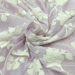 Lavender Applique Floral Jal Chanderi Embroidery