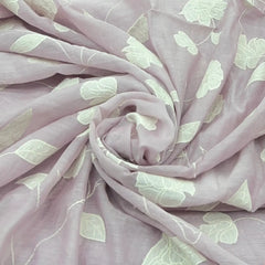 Lavender Applique Floral Mul Chanderi Embroidery