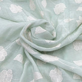 Mint Green Applique Floral Mul Chanderi Embroidery