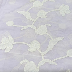 Light Lavender Applique Floral Jal Mul Chanderi Embroidery