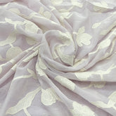 Light Lavender Applique Floral Jal Mul Chanderi Embroidery