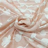 Light Peach Applique Floral Jal Mul Chanderi Embroidery