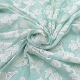 Light Blue Applique Floral Jal Chanderi Embroidery