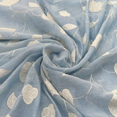 Pastel Blue Applique Floral Mul Chanderi Embroidery