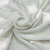 Light Mint Green Floral Applique Mul Chanderi Embroidery