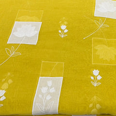 Bright Yellow Floral Applique Mul Chanderi Embroidery