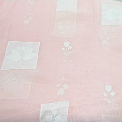 Light Peach Floral Applique Mul Chanderi Embroidery