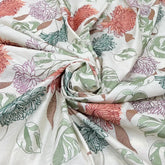 White Multicolor Floral Butta Chinia Silk Embroidery