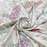 White Multicolor Floral Cluster Chinia Silk Embroidery