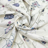 White Blue Pink Floral Thread Chinia Silk Embroidery