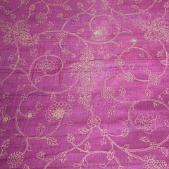 Pink Floral Jal Thread Pure Tussar Silk Embroidery