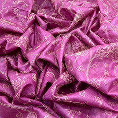 Pink Floral Jal Thread Pure Tussar Silk Embroidery