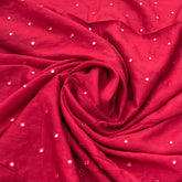 Red Mirrorwork Slub Silk Embroidery