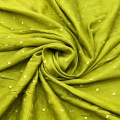Mehendi Green Mirrorwork Slub Silk Embroidery