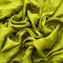 Mehendi Green Mirrorwork Slub Silk Embroidery